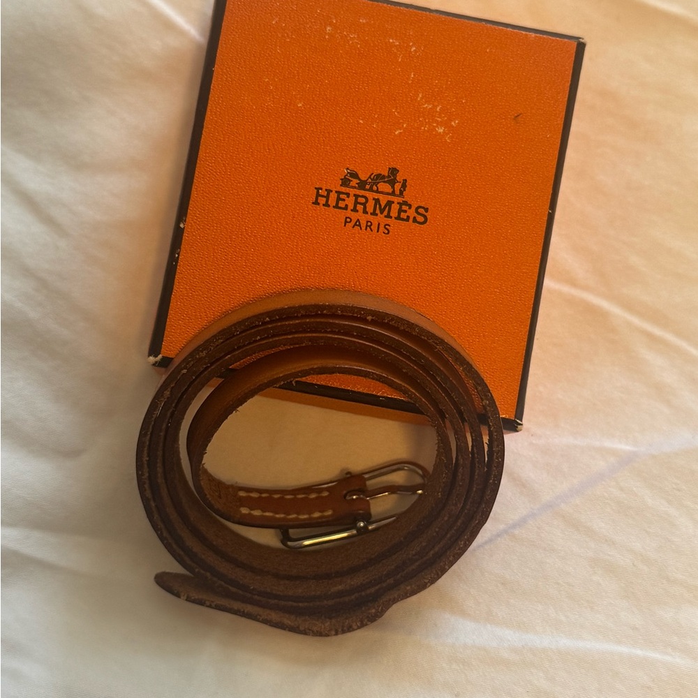 Hermes brown leather wrap around bracelet.